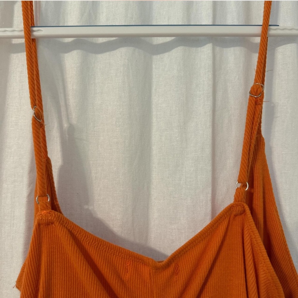 Orange Ruched Mini Bodycon Dress - Picture 5 of 6